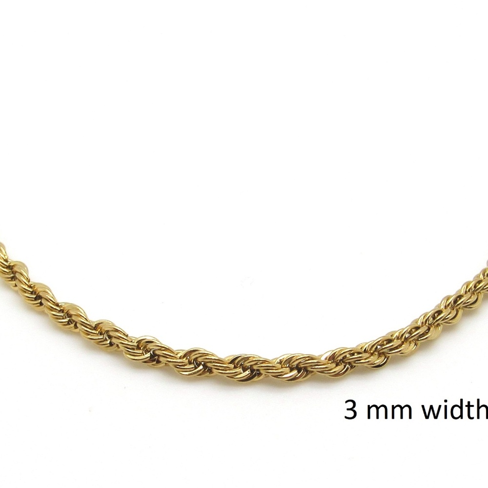NEW  Stainless Steel Gold Plated Rope Chain